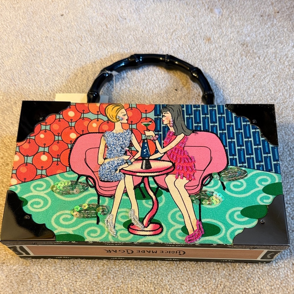 jcpenney Pink & Turquoise Graphic Cigar box purse